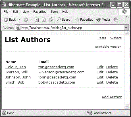 Listing Authors
