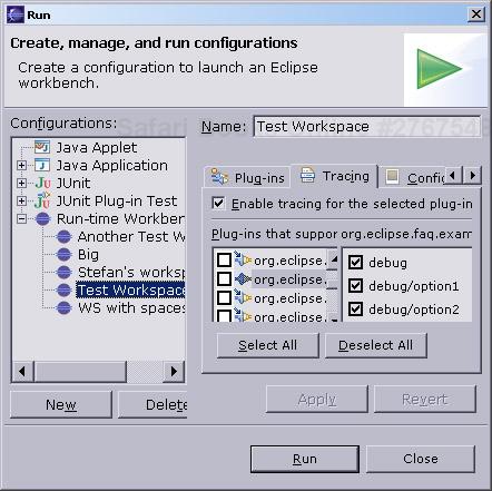 Tracing Options page