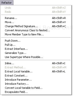 Refactor menu for the Java perspective