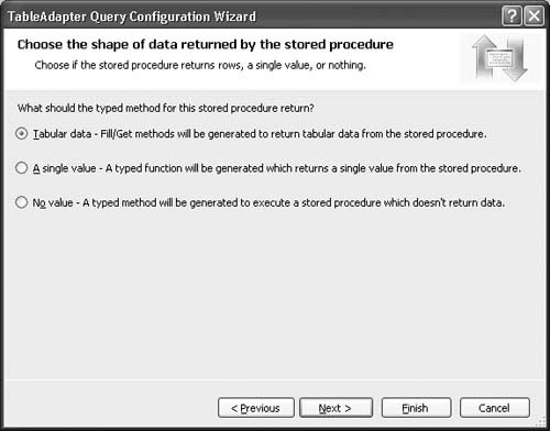 Specifying the Shape of the Data Returned from the Stored Procedure