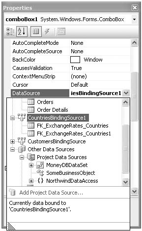 Setting the Data Source in the Properties Window
