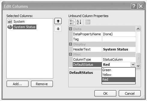 Custom Column Properties in the Edit Columns Dialog