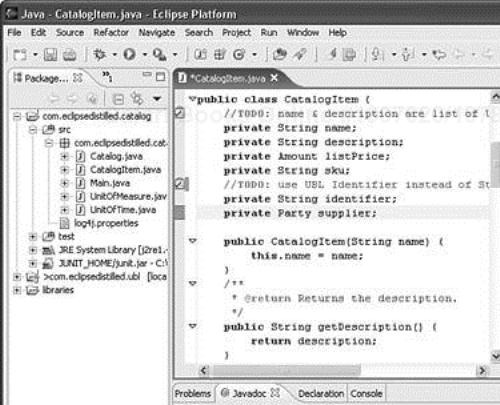 Eclipse Java development perspective.