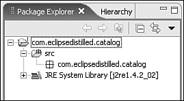 Java Package Explorer view with one empty package.