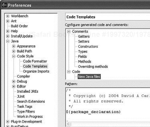 Code templates preferences.