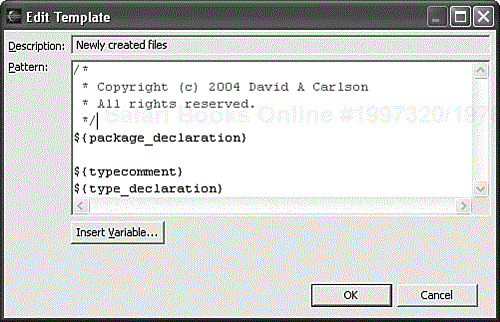 Edit the template for new Java files.
