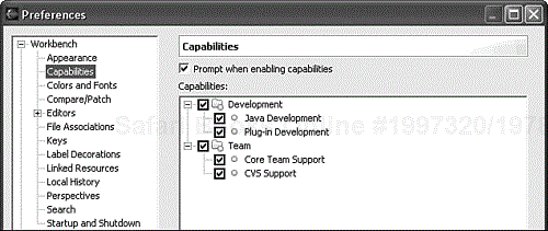 Configure which capabilities are activated within the workbench.