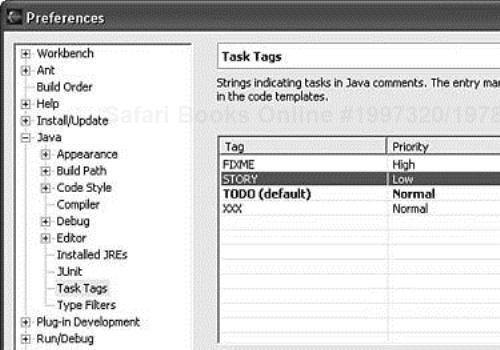 Add a new Java task tag for user stories.