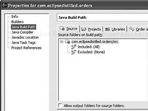 Configuring source folders in your Java project build path.