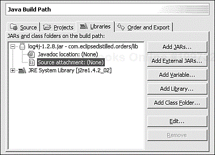 Configuring libraries for com.eclipsedistilled.orders.