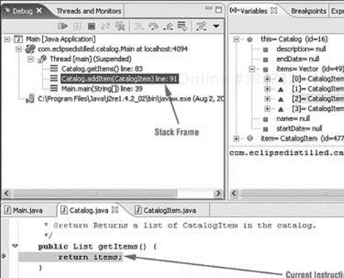 Inspect variables while stepping through your program.