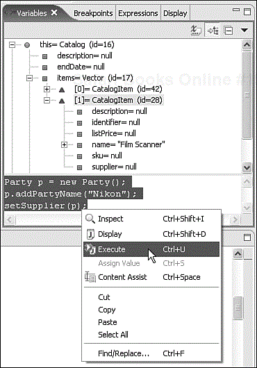 Execute a code snippet during debugging.