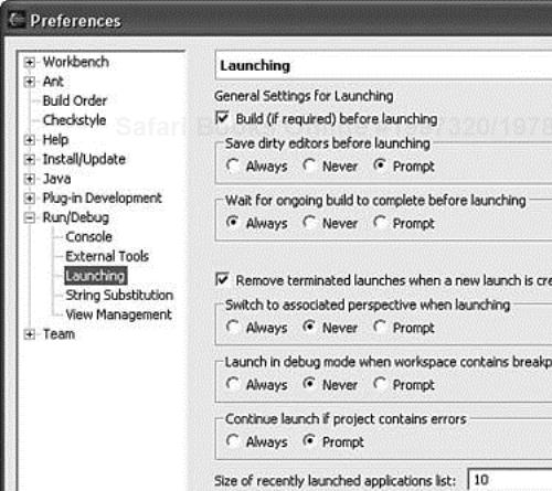 General preferences for launching applications.