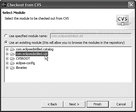 Select the CVS module to be checked out.