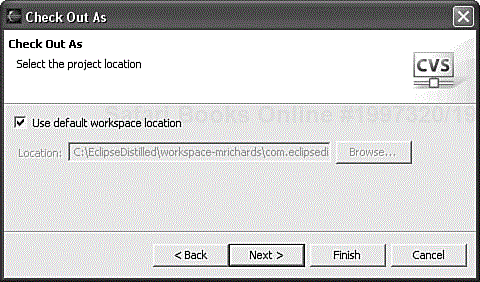 Select the project location on your computer; the default location is within the workspace folder.