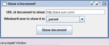 A screenshot of the ShowDocument applet.