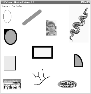 PyDraw with draw objects ready to be moved