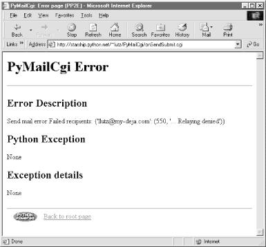 PyMailCgi send error page