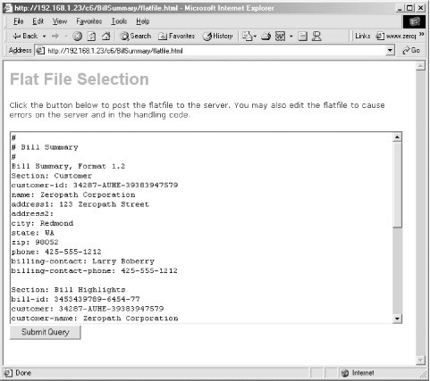 A web form hosts a flat text file