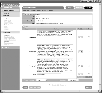 A page element profile