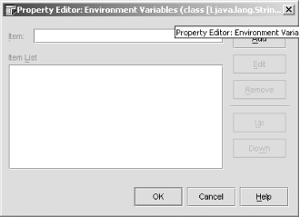 Environment variables property editor