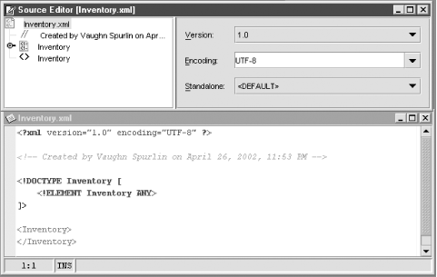 The XML tree editor and text editor