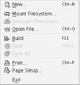 The File menu with the Build action added to it