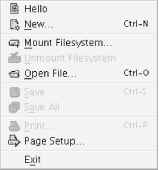 The File menu with a custom executable class added to it