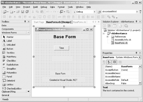 BaseForm in Visual Studio .NET