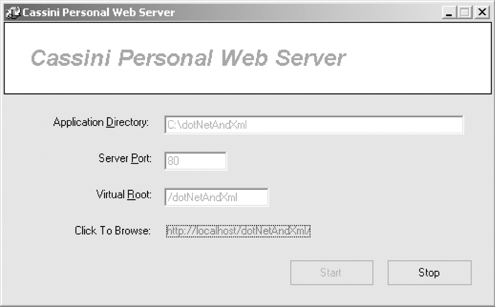 Cassini Web Server settings