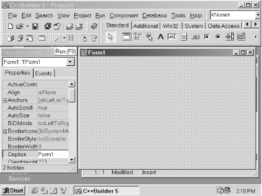 Borland C++ initial screen