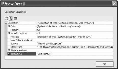 Exception details