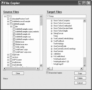 The File Copier user interface