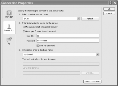 Setting the connection properties