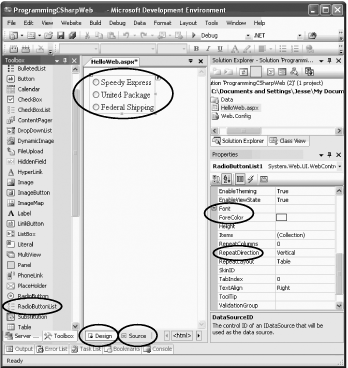 Switching between Design and Source mode after adding a radio group