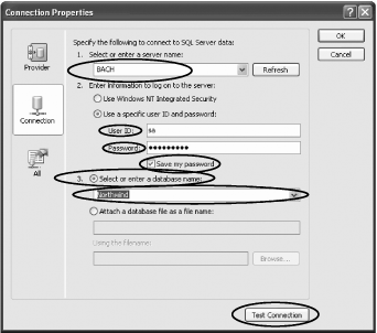 Setting the connection properties