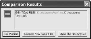 File comparison showing the two files are identical