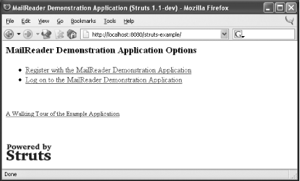 Struts example application