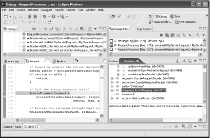 Eclipse debug perspective