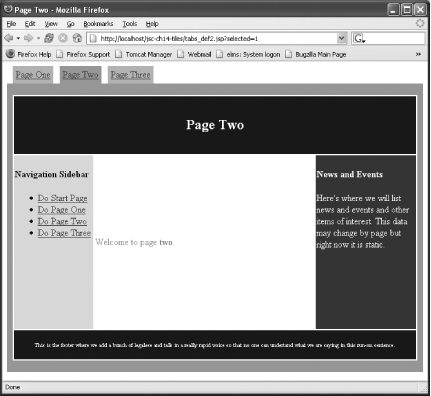 Rendered tabbed layout composed of classic layout