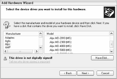 Use the Add Hardware Wizard to list the devices that Windows supports out of the box