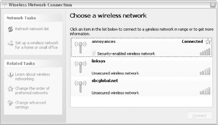 The WiFi sniffer in Windows XP SP2 lets you connect to any available WiFi network