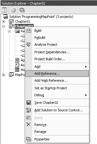 Project Add Reference menu