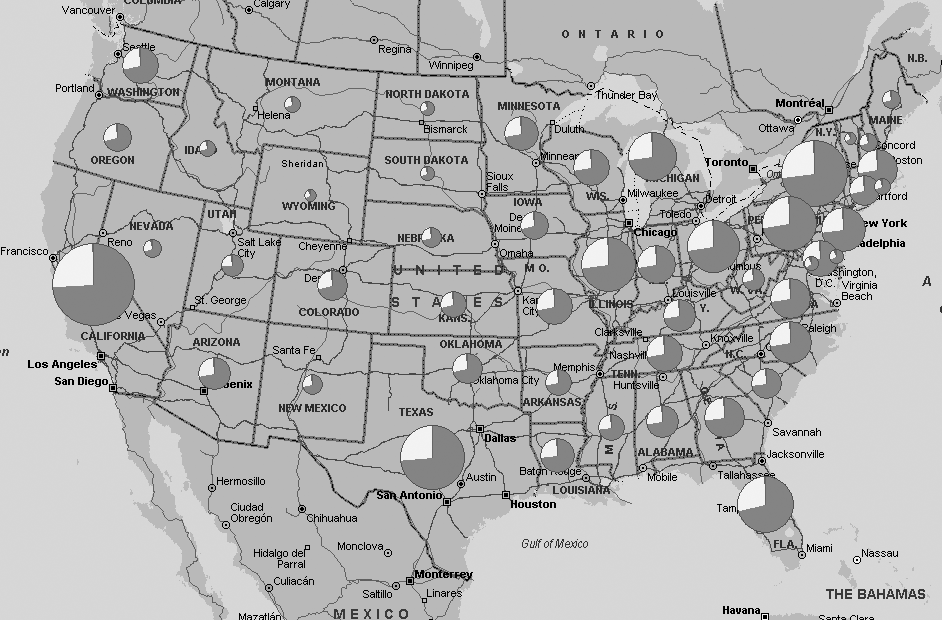 Sized pie chart map (Color Plate 4)