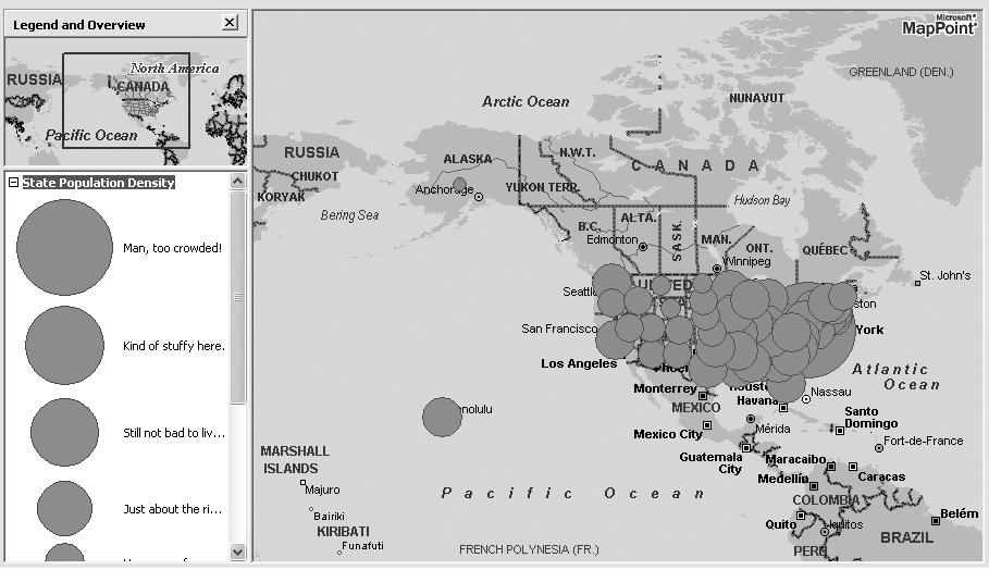 Sized circle population density map