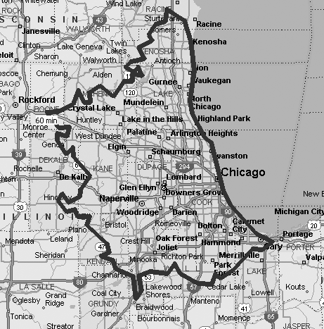 A 60-minute drivetime zone around O’Hare Airport (Color Plate 7)