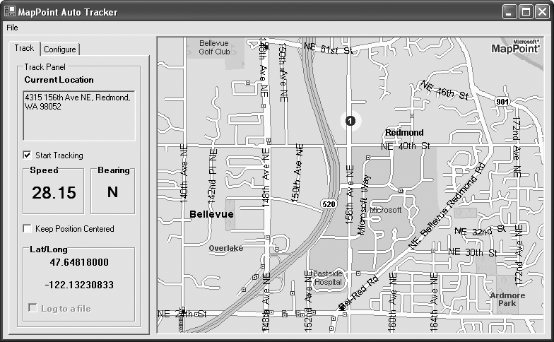 Location tracker sample UI