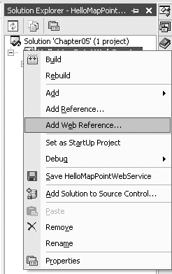 Add Web Reference context menu