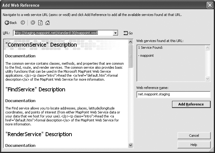 Adding MapPoint Web Service staging service as a web reference