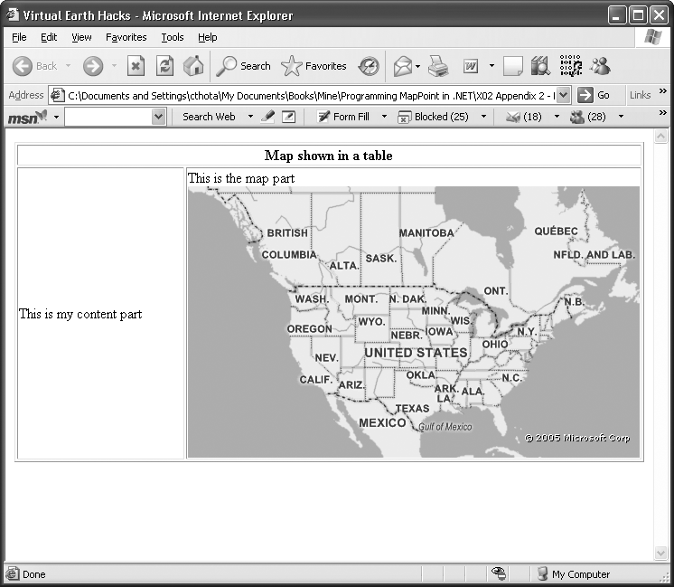 Map Control: Relative positioning in a table cell (Color Plate 10)